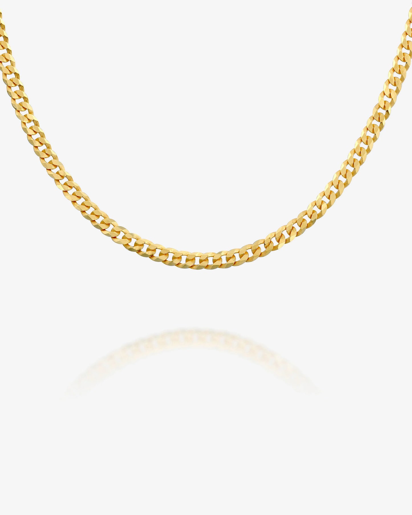 Solid 14k Gold Flat Curb Chain 4mm 24in Lobster Clasp