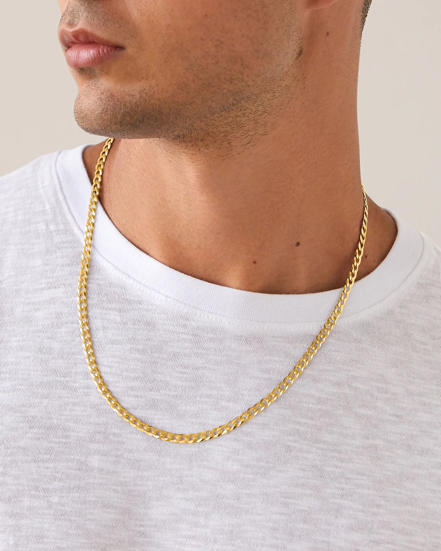 Solid 14k Gold Flat Curb Chain 4mm 24in Lobster Clasp