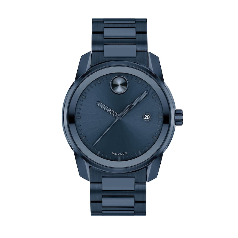 Men's Movado Bold Verso Blue IP Watch with Blue Dial