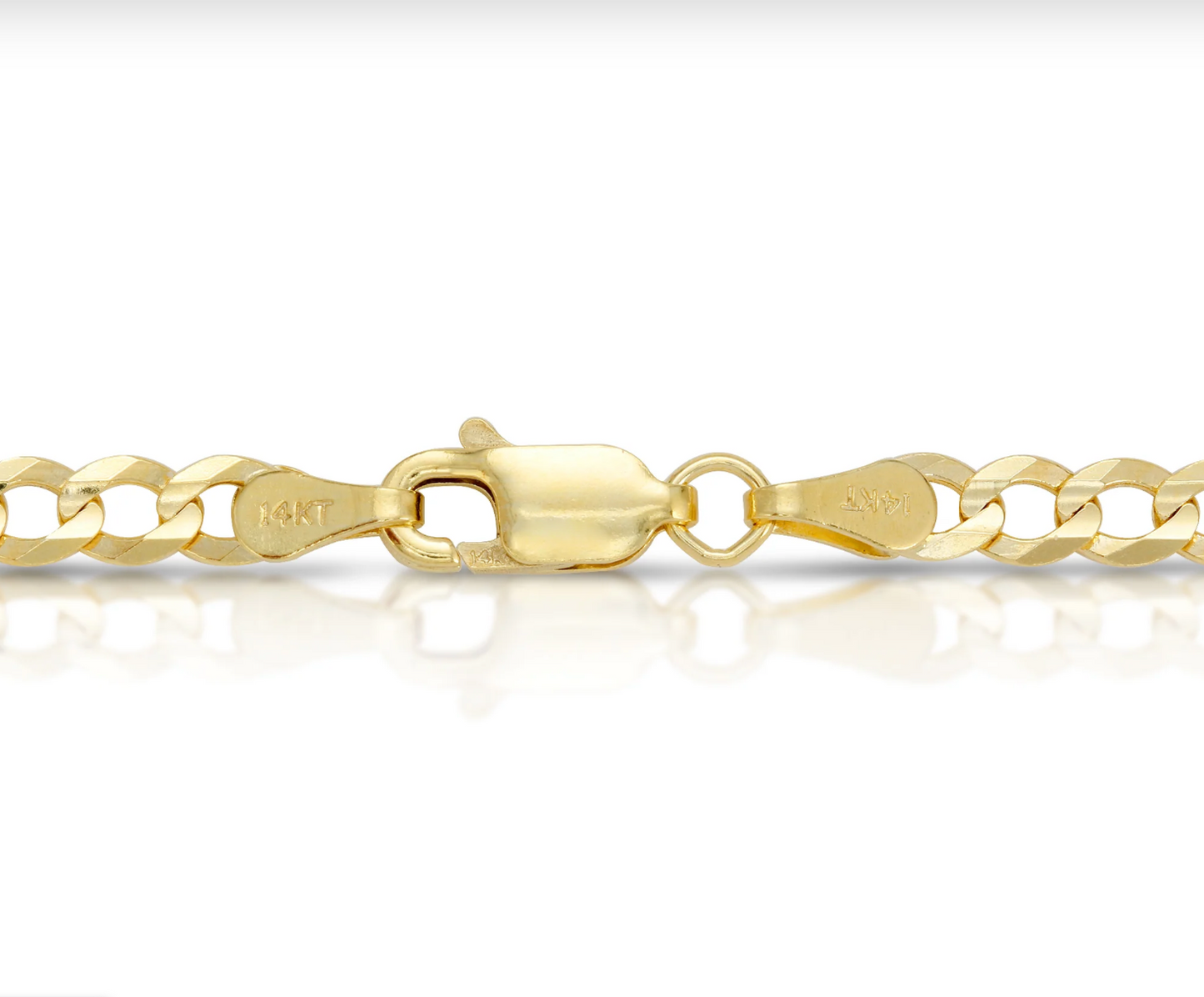 Solid 14k Gold Flat Curb Chain 4mm 24in Lobster Clasp