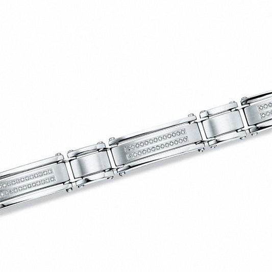 Mens Stainless Steel Diamond Bracelet