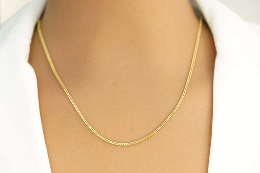 Solid 14K Gold D/C Franco Chain 1.25mm 20in Lobster Clasp